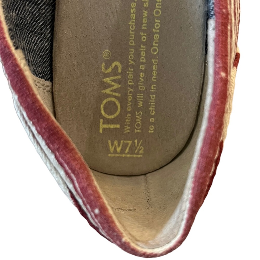 TOMS Calypso Canvas Wedge Espadrille Red/Cream Stripe 7.5 - Picture 8 of 10
